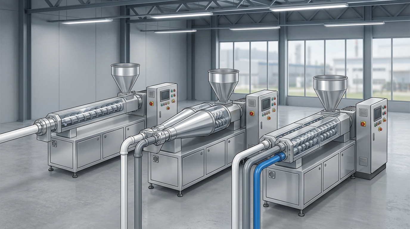 Comparison of single-screw conical twin-screw and parallel twin-screw PVC extruder machine types