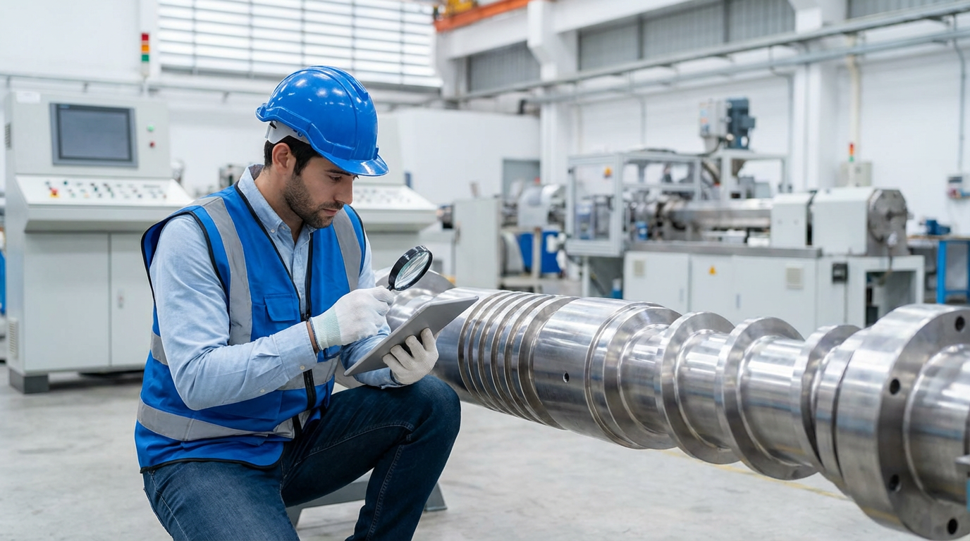 Testing and evaluating PVC plastic extruder machine screw and barrel quality