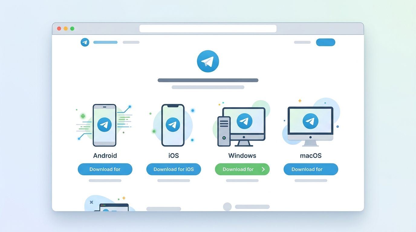 Telegram官网各平台客户端下载页面截图