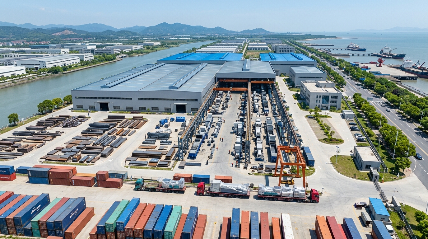 Plastic recycling machine manufacturing factory in China with assembly lines and export containers