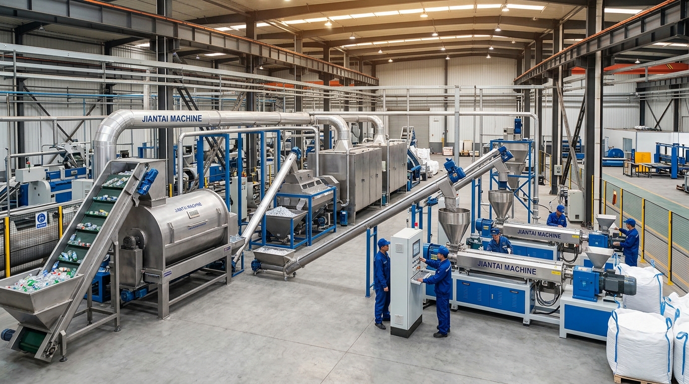 JianTai Machine PET bottle recycling production line in factory