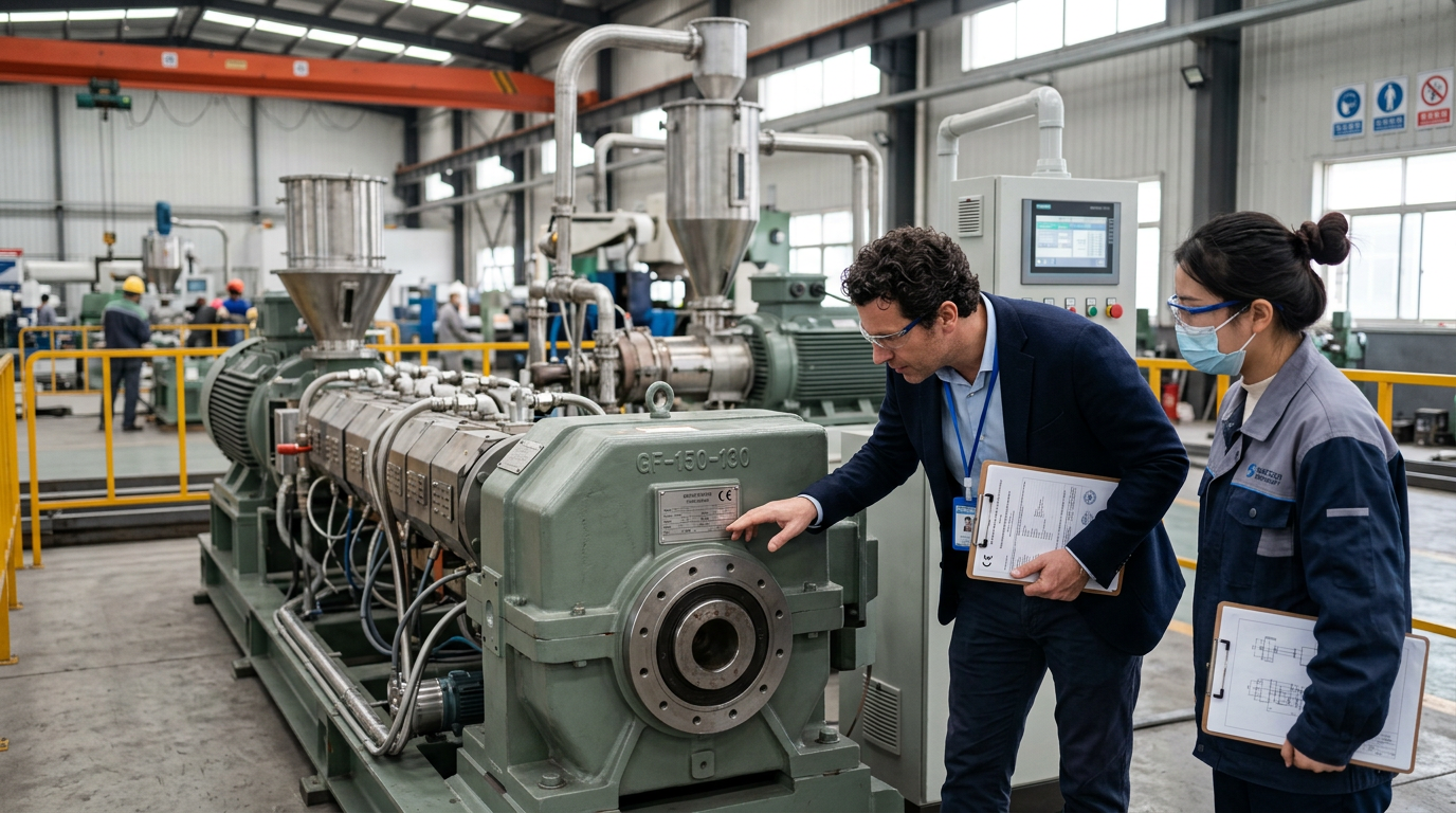 evaluating a plastic recycling machine manufacturer during factory audit