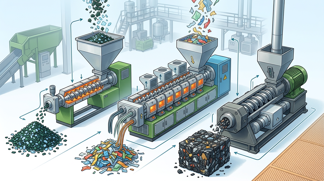 matching plastic recycling machine manufacturer equipment to PET, LDPE, and mixed feedstock