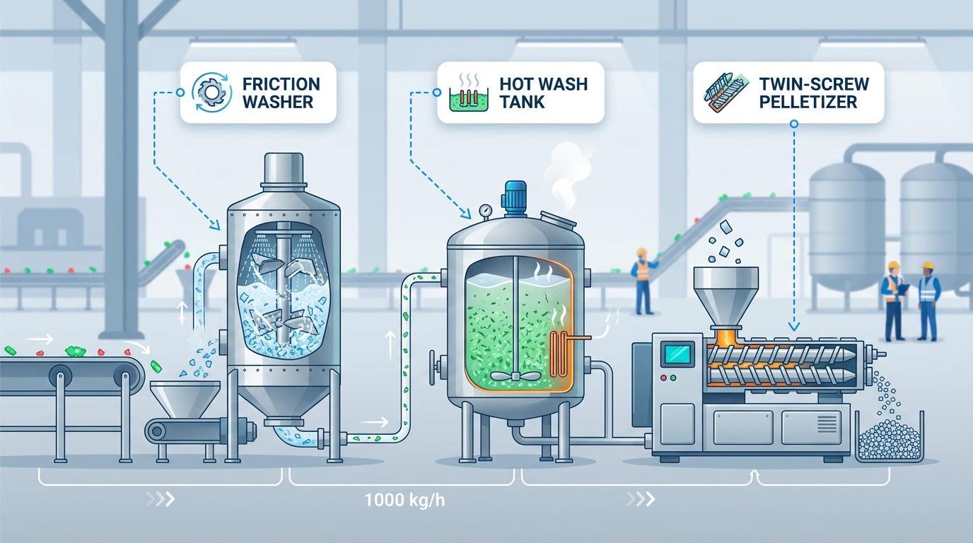 JianTai plastic recycling machine manufacturer PET line for export buyers