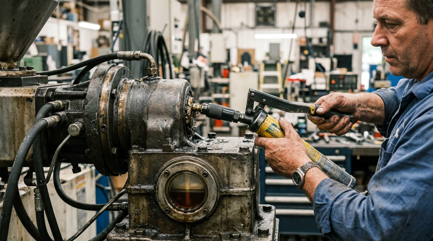 plastic extruder machine maintenance checklist lubrication of gearbox and thrust bearing