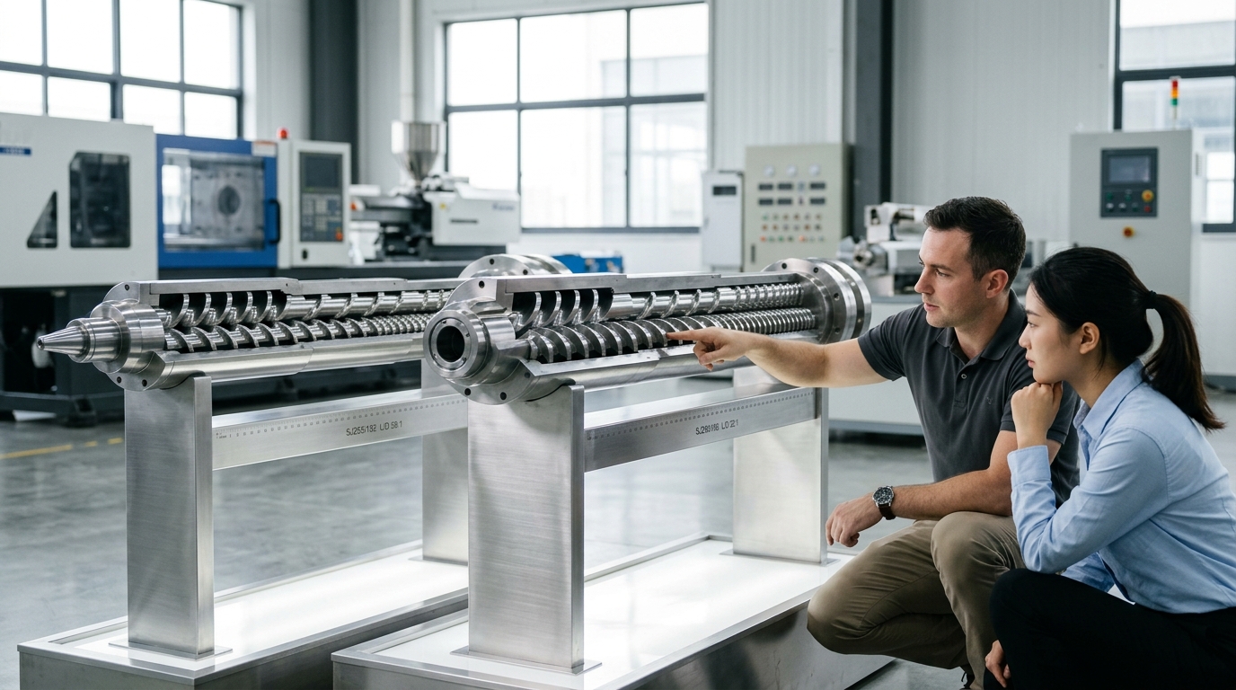 PVC plastic extruder machine screw geometry and output matrix