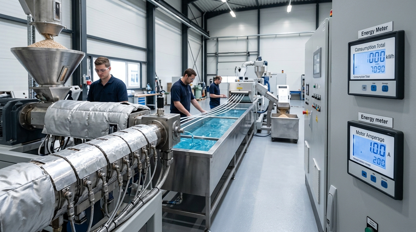 Plastic recycling machine manufacturer energy consumption benchmarks across pelletizing and washing line tiers