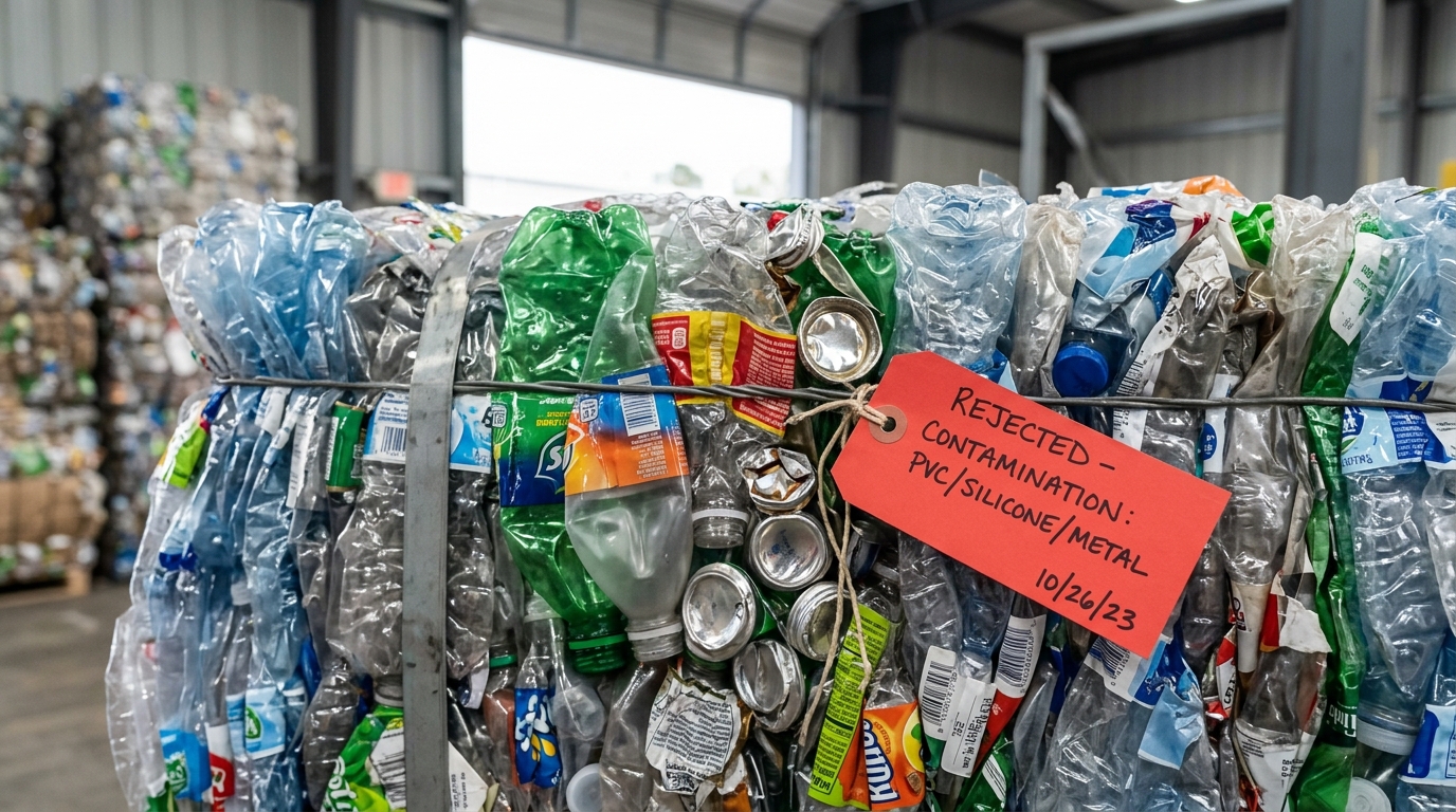 PET plastic recycling contamination at reclaimer gate inspection