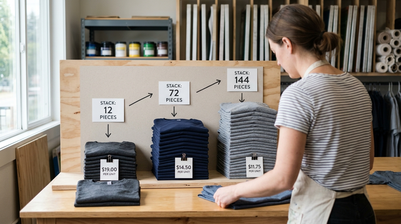 bulk t-shirt orders pricing tier comparison chart