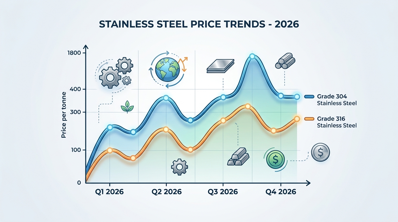 2026 stainless steel price chart comparing 304 and 316 cost per kilogram