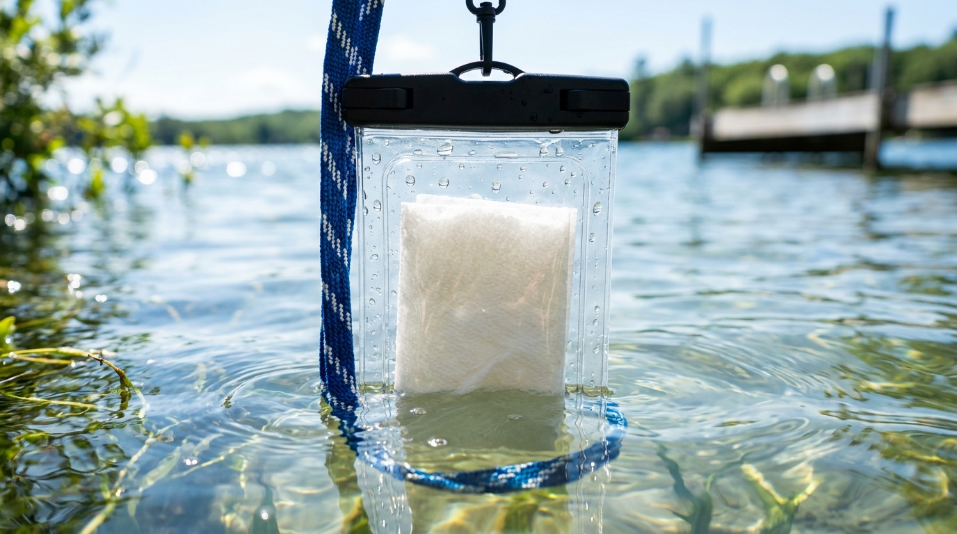 4 Simple Tests to Verify Your Waterproof Phone Pouch Seals 3 Testing a waterproof phone pouch with a paper towel submersion method to detect hidden leaks
