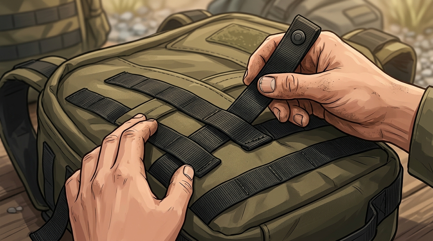 What is MOLLE weaving steps attaching pouch to PALS webbing
