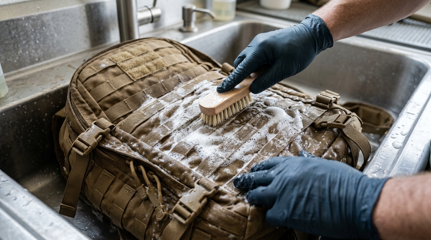 How to clean and maintain tactical bags by hand-washing MOLLE webbing and zippers