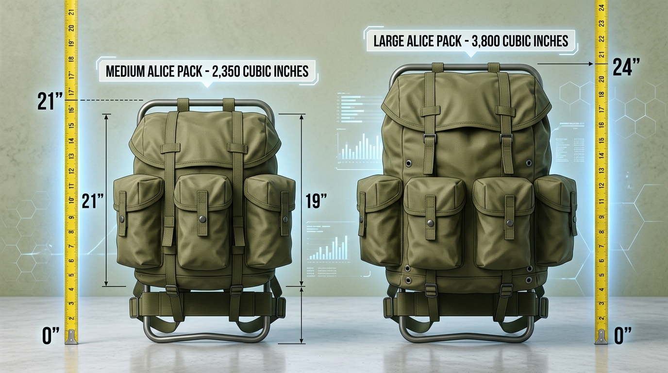 What is an ALICE Pack size comparison Medium Large Ranger