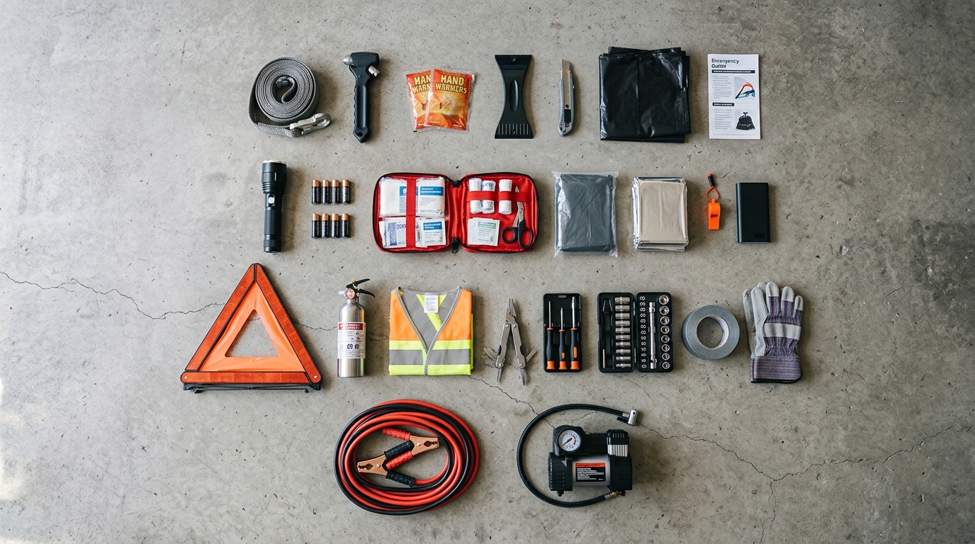 Car emergency kit items ranked and organized by use frequency tiers