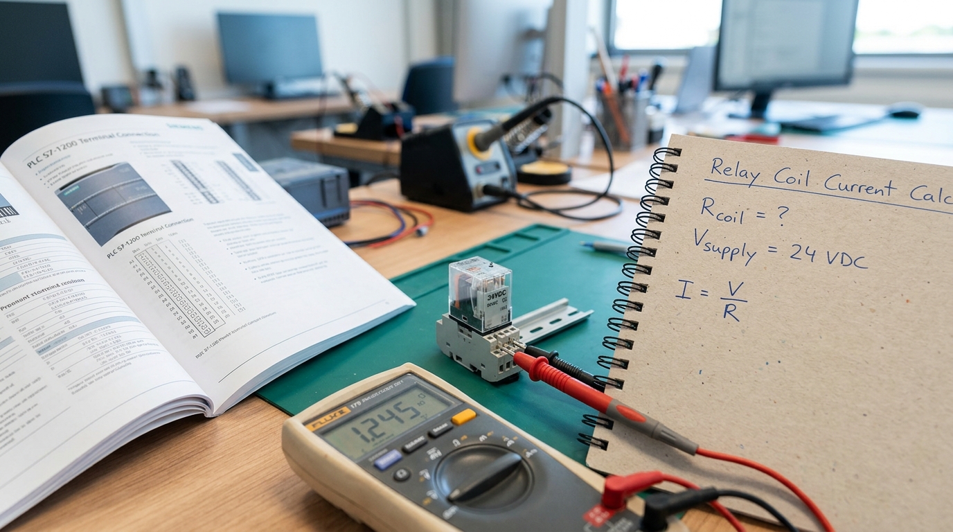 calculating how many relays a PLC output can drive using coil resistance and current rating