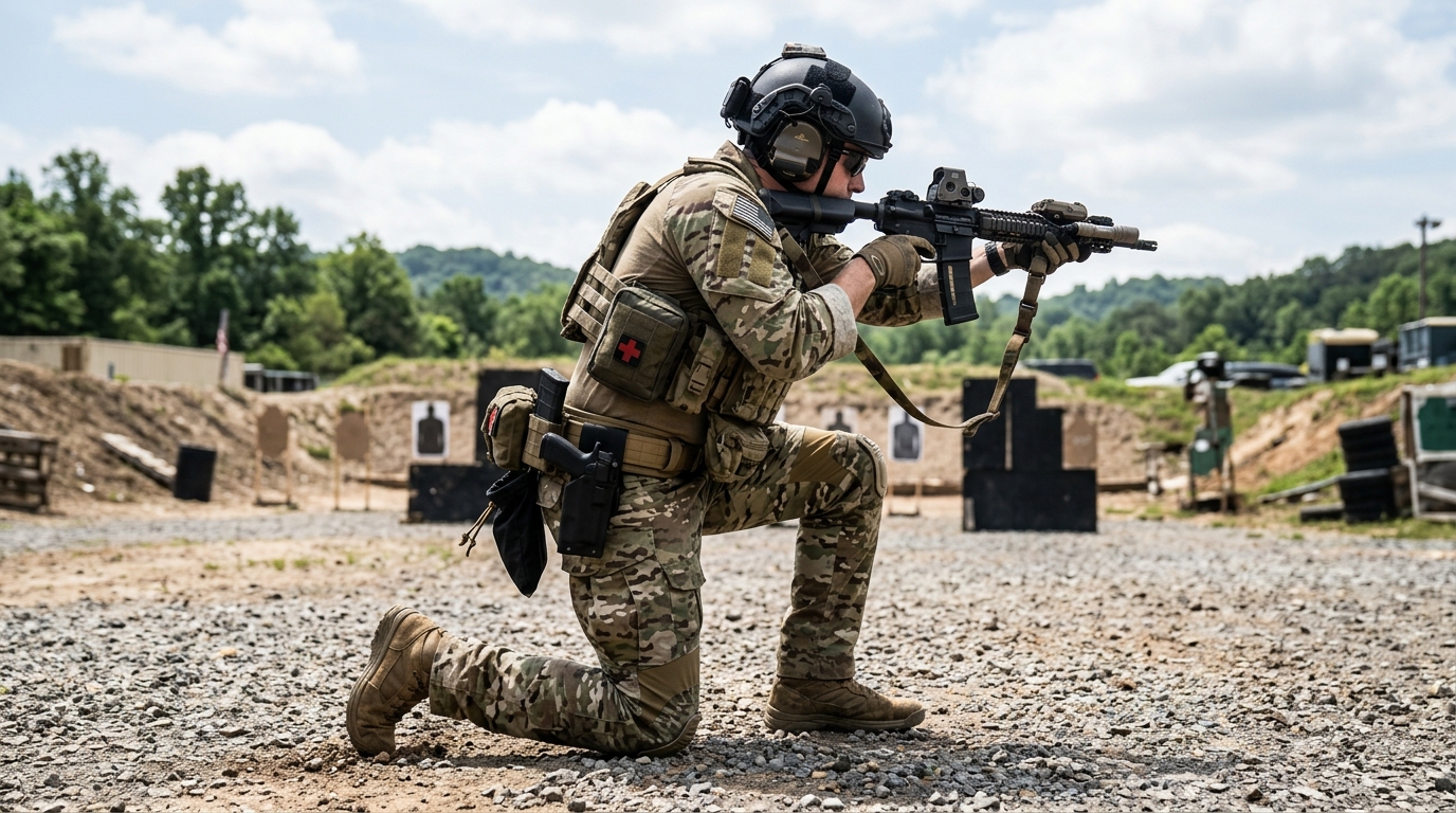 Battle belt setup with MOLLE pouches showing key differences from duty belts