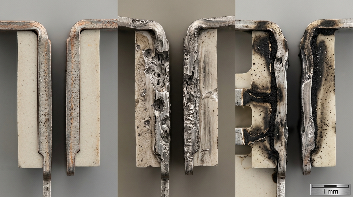 relay contact wear patterns showing how load type affects relay lifetime expectancy number of operations