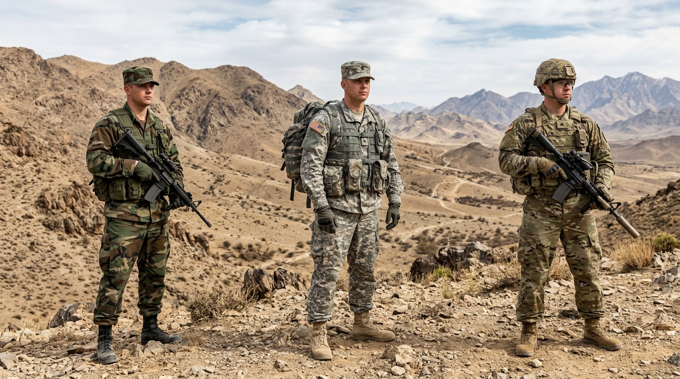 MultiCam vs M81 Woodland evolution showing US military uniform transition in Afghanistan