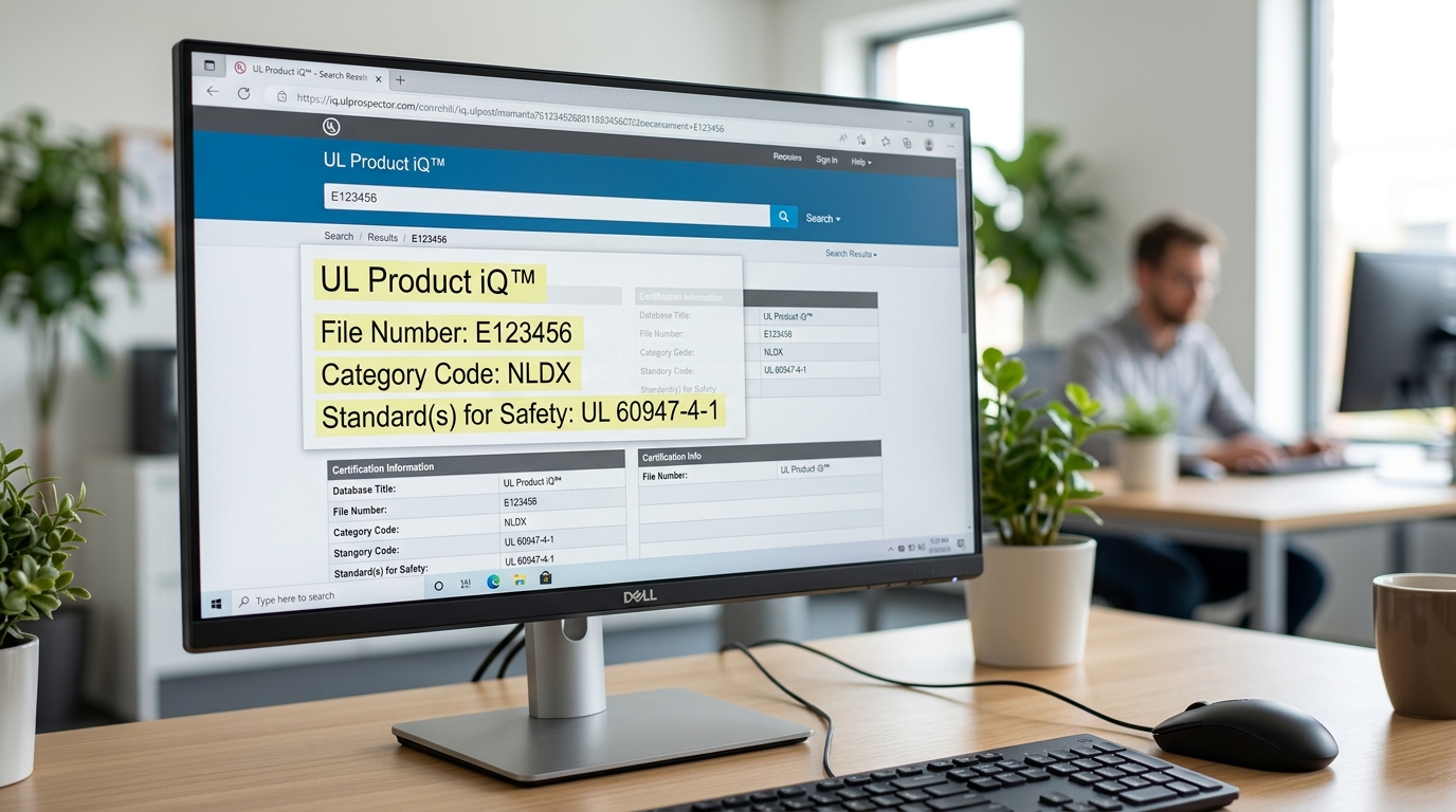 Verifying a UL listed relay for North American market using UL Product iQ file number lookup