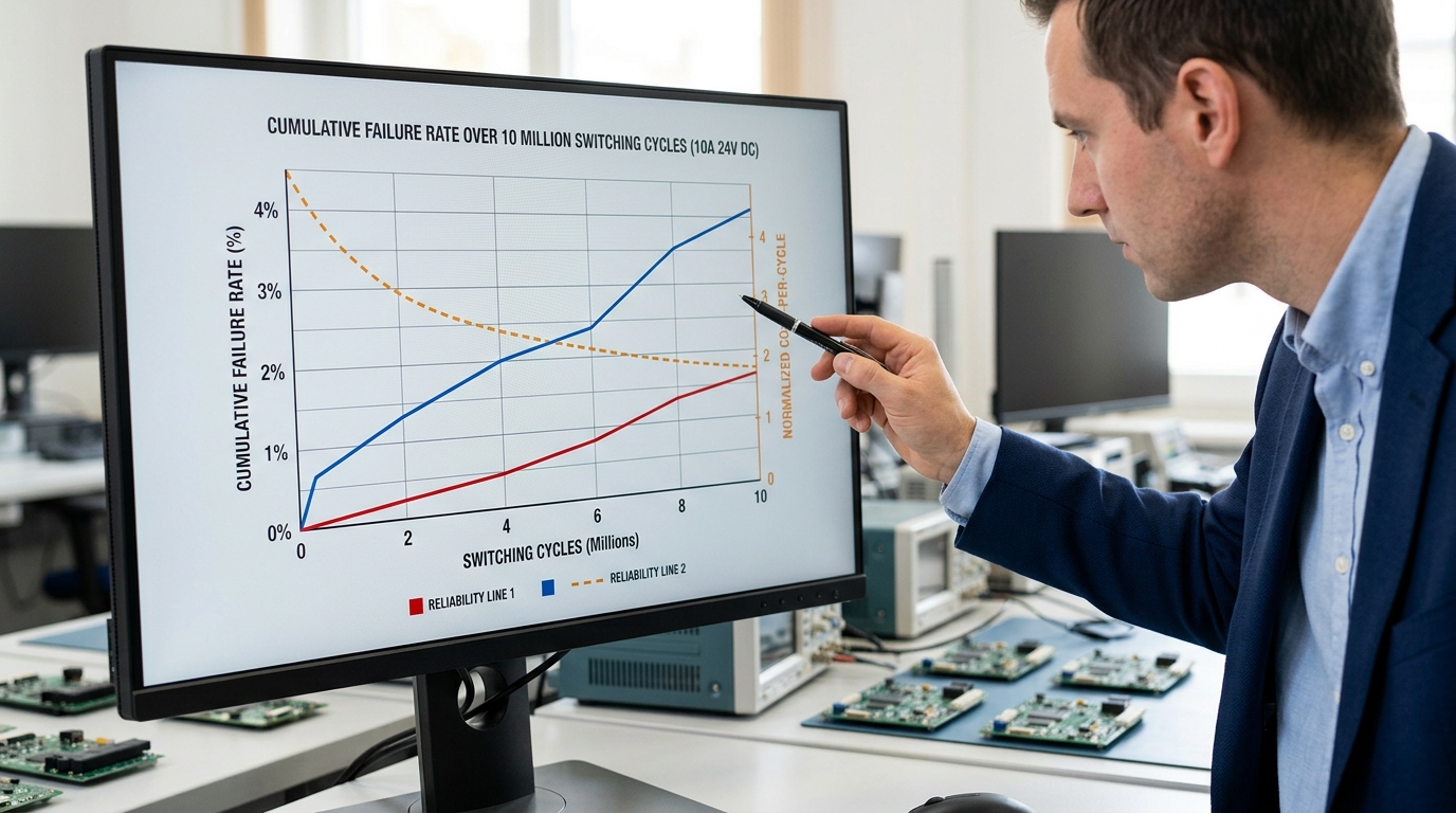 info-1-1 relay vs transistor for switching DC load lifetime cost comparison chart