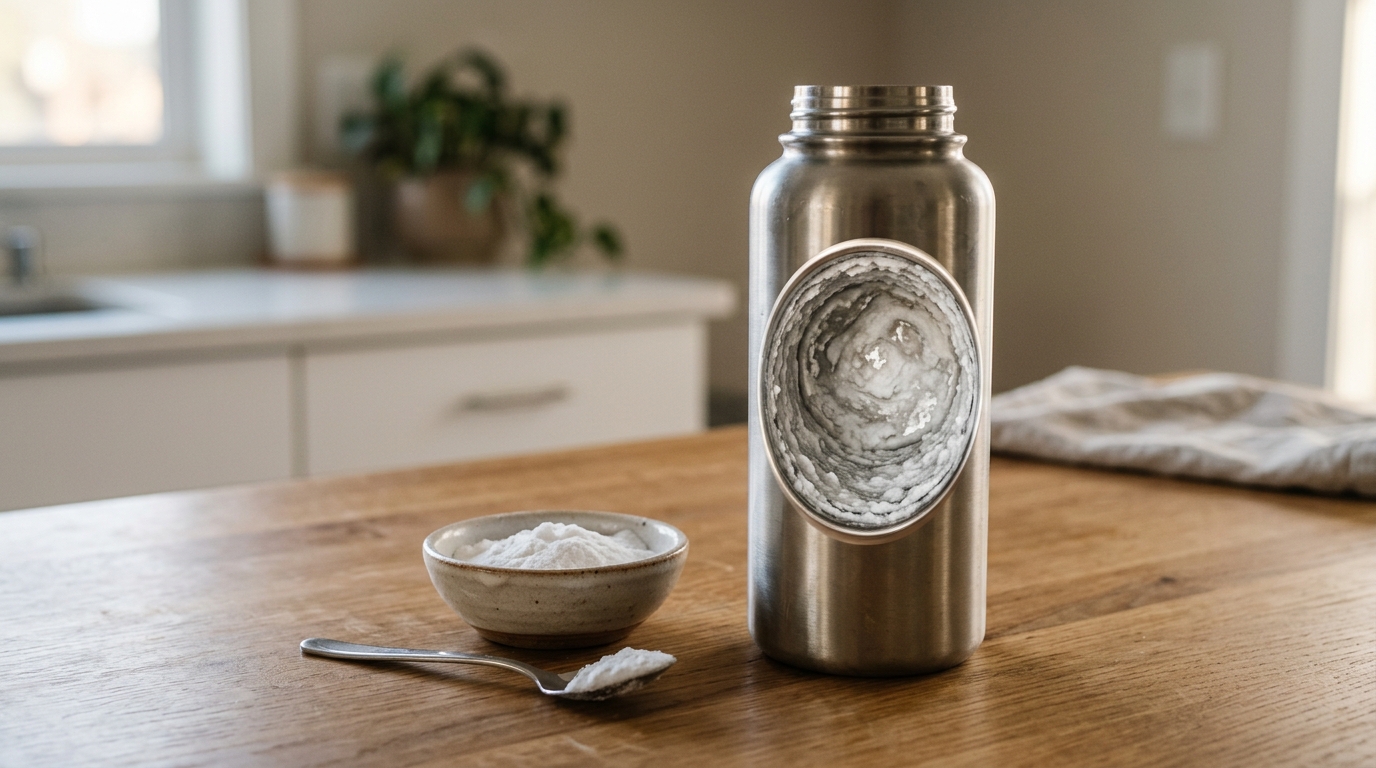 baking soda paste technique to remove smell from stainless steel bottle