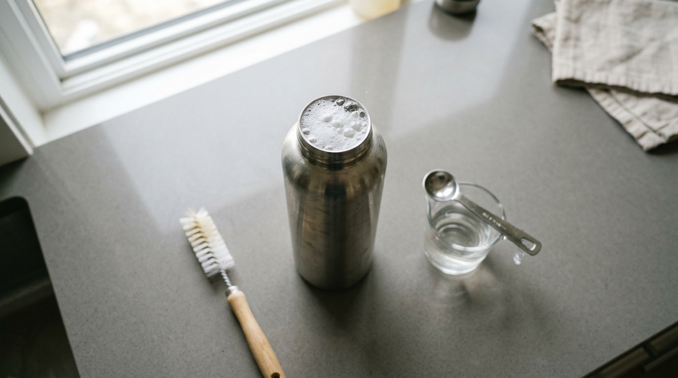 how to get mold out of stainless steel water bottle using baking soda and vinegar