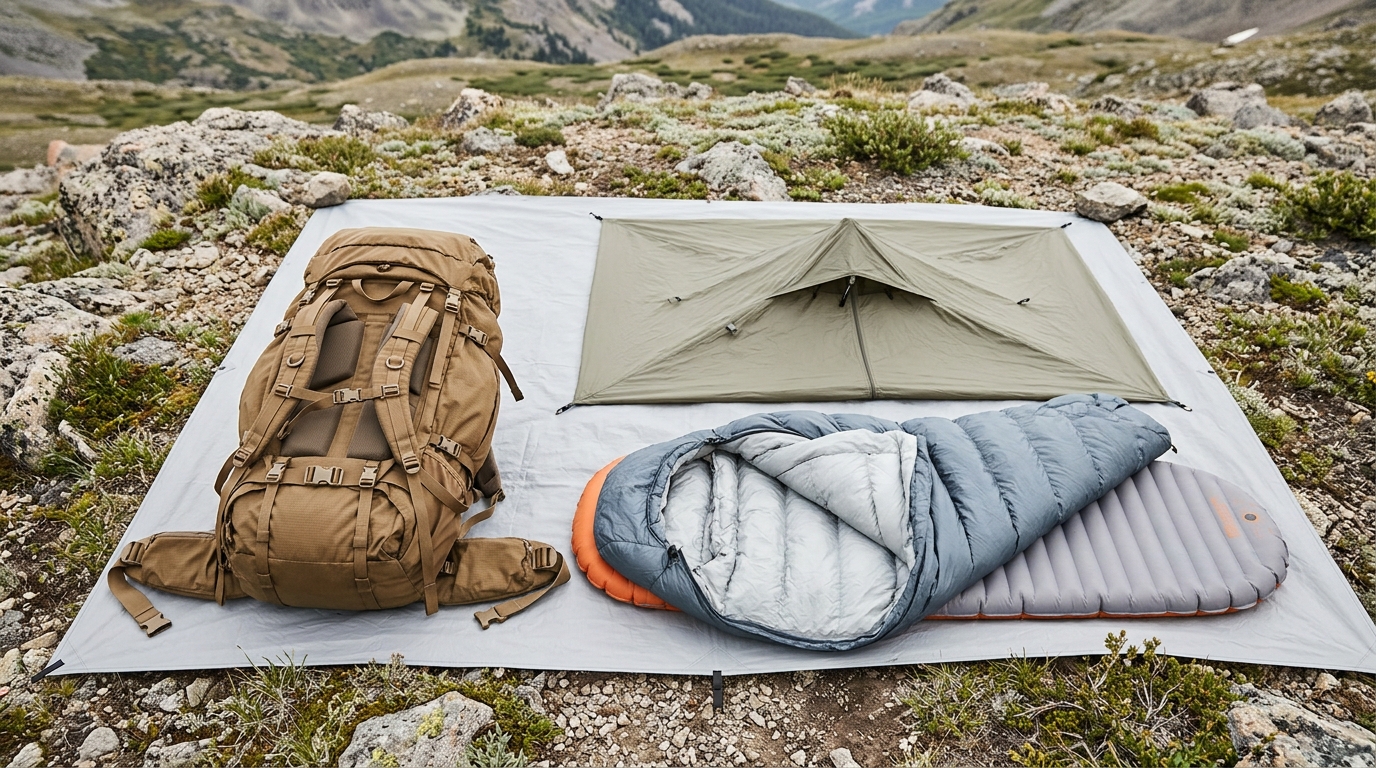 Field-Tested Hunting Gear List for Backcountry Hunts 5 Hunting gear list pack shelter and sleep system laid out for backcountry trip