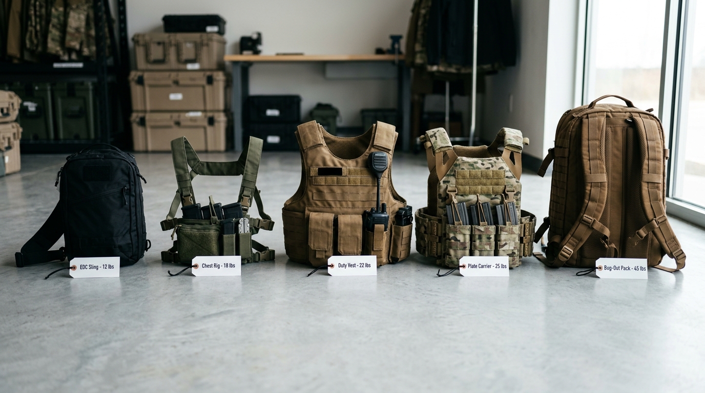 Come scegliere l'equipaggiamento migliore per il sistema MOLLE in base al profilo della missione e al peso previsto.