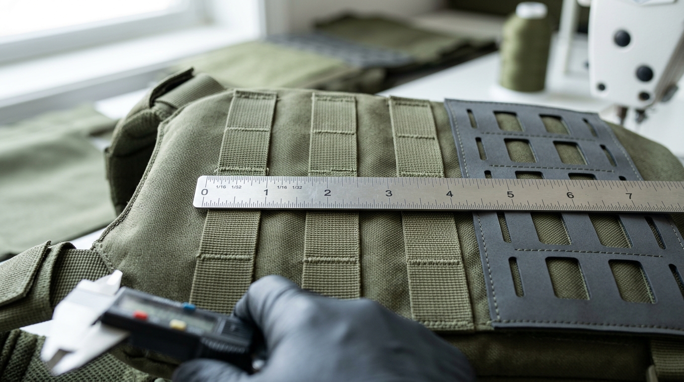 Il sistema di fettucce MOLLE PALS ha una spaziatura standard di 1 pollice rispetto alle fessure del pannello tagliate al laser.