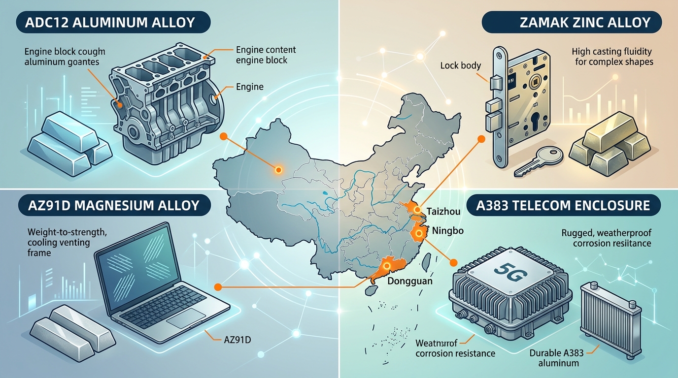 High pressure die casting manufacturers China alloy types and regional industry specialization