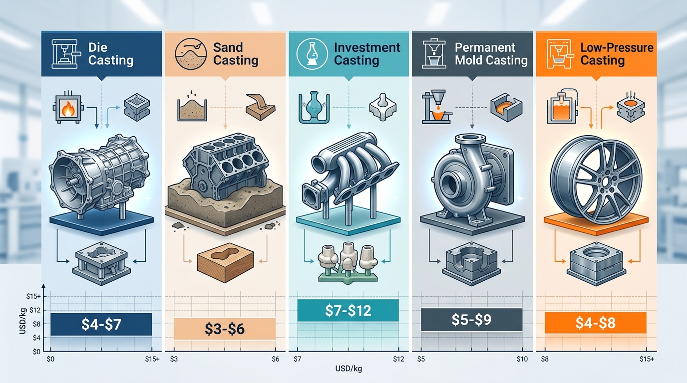 Aluminum casting price per kg China 2026 comparison chart by process