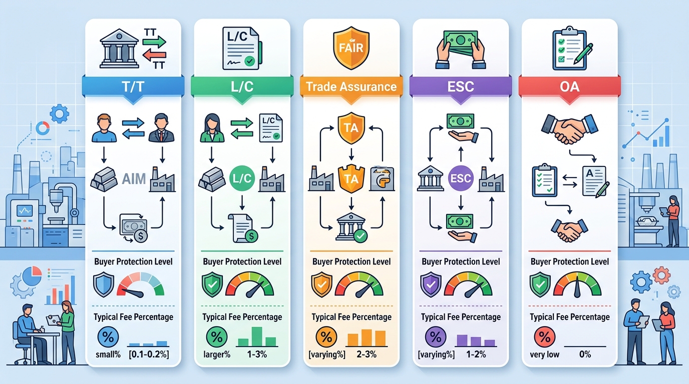 aluminum die casting China supplier payment terms and trade assurance comparison chart