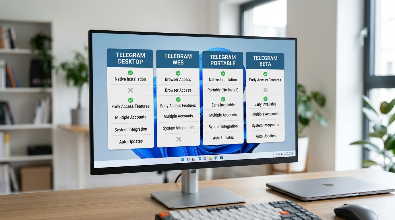 Telegram 桌面版下载 Windows 版本对比图