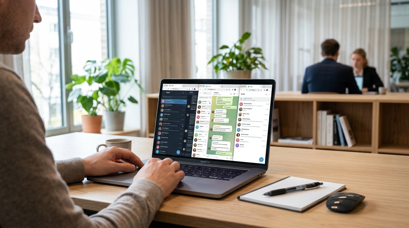Telegram 网页版登录的三个官方版本界面对比