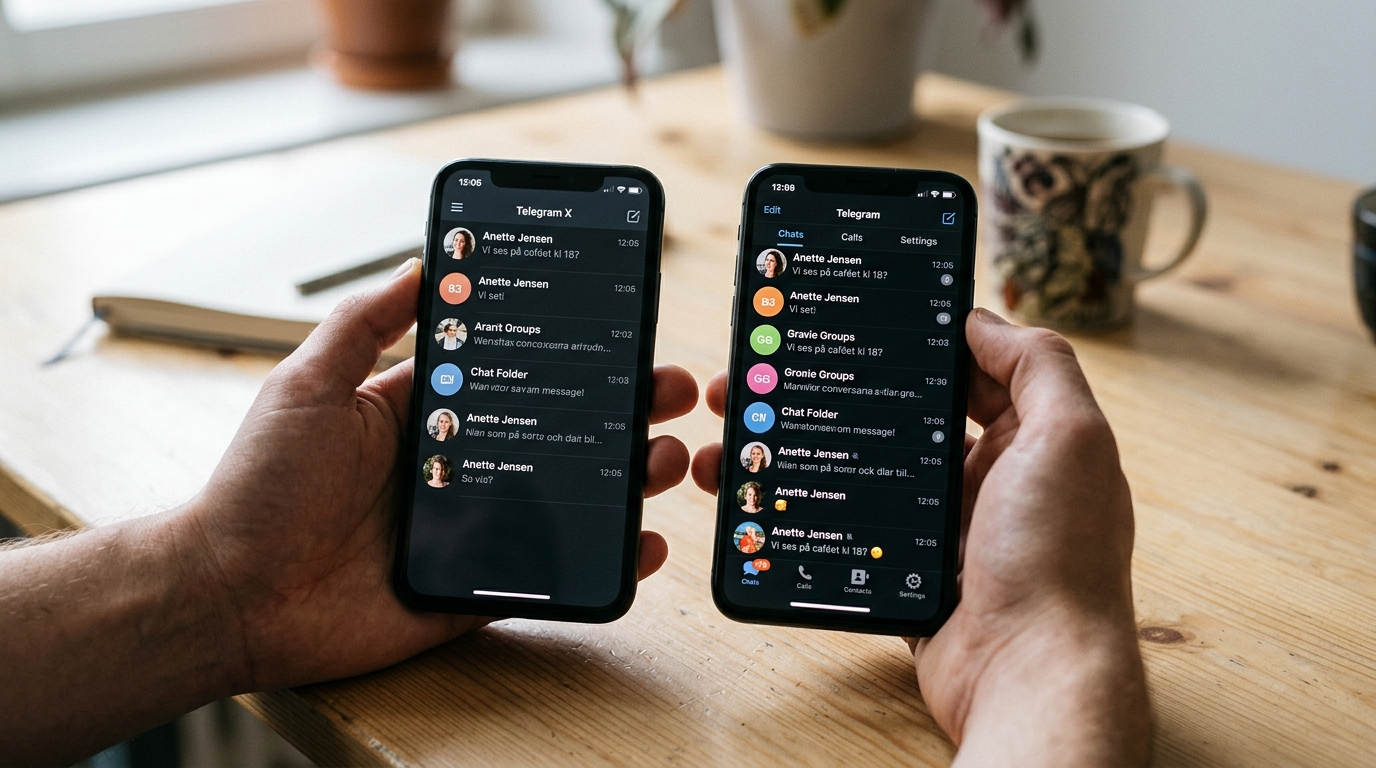 Telegram X 与官方版区别界面对比图