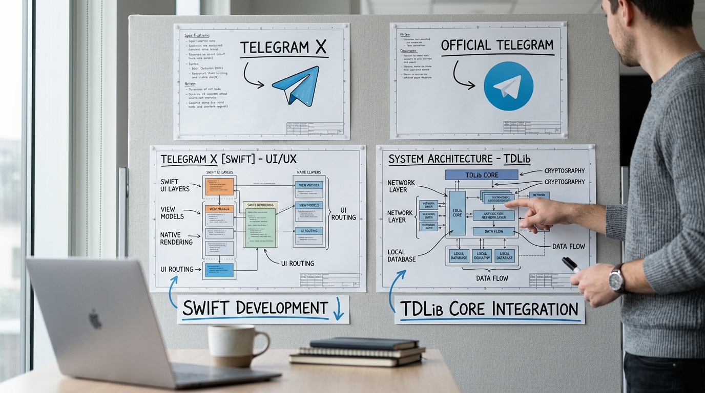 Telegram X 与官方版区别 架构来源对比图