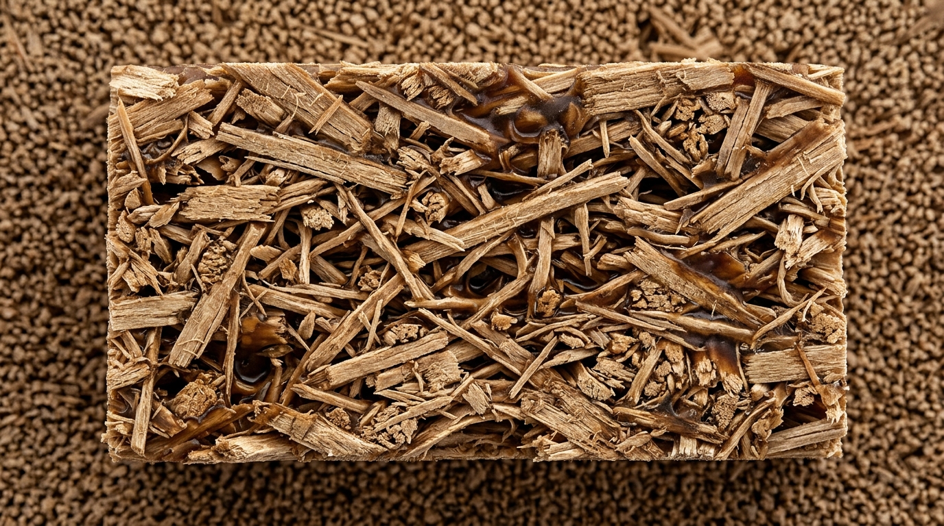 Microscopic structure of MDF showing resin-bonded wood fibers that cause tool wear