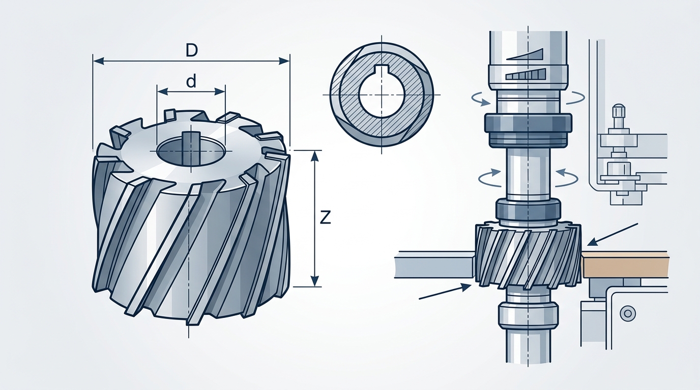 Pre-milling cutter specification diagram showing diameter bore size Z-height and cutting edges for edge banding machine