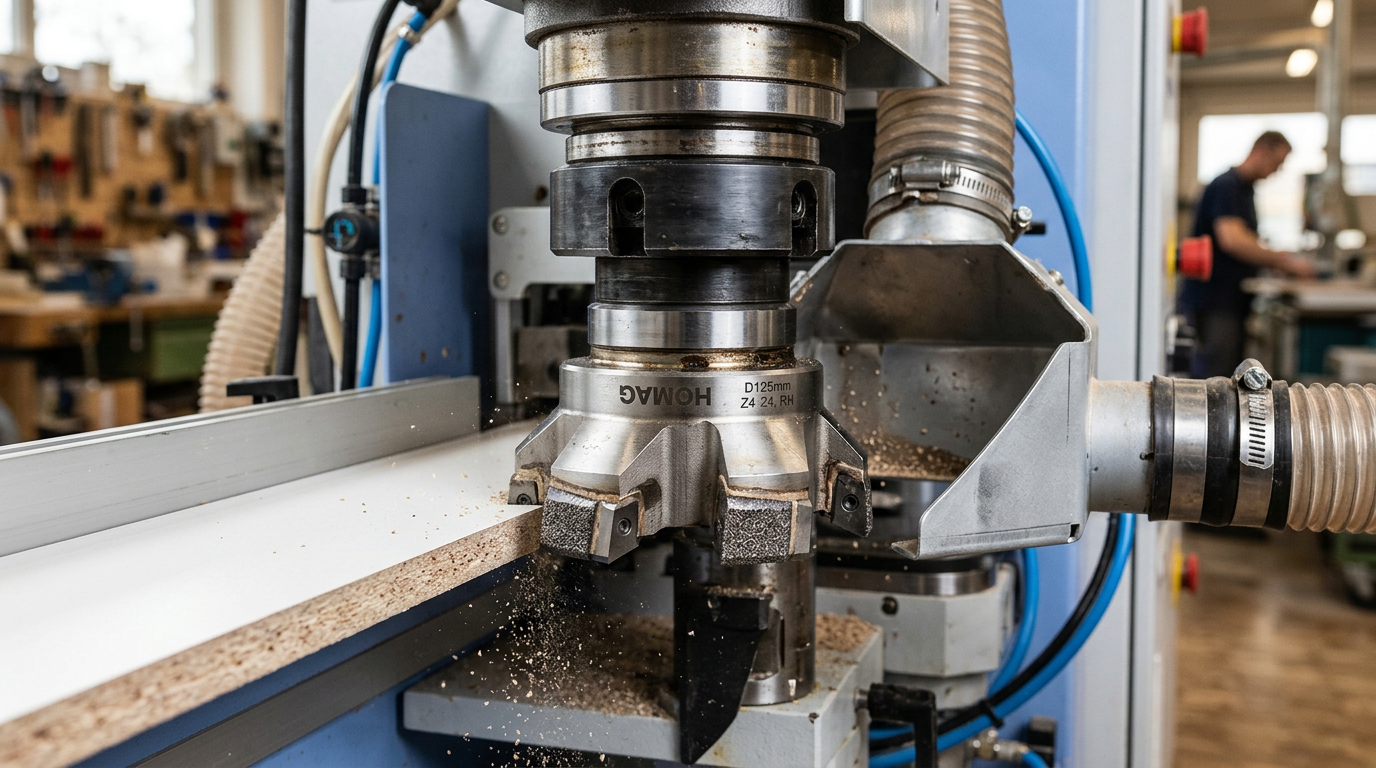 PCD pre-milling cutter for edge banding machine showing polycrystalline diamond cutting edges