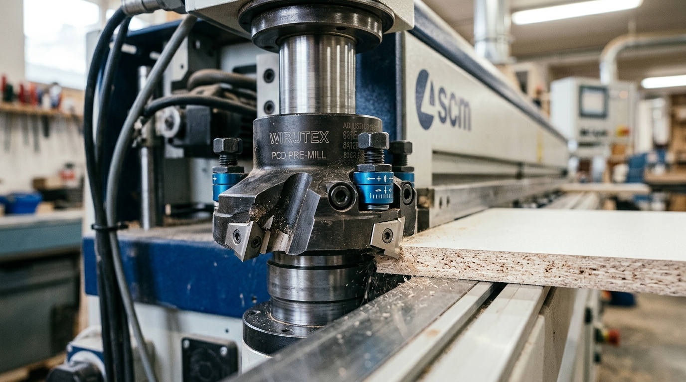 Wirutex PCD pre-milling cutter for high-speed MDF banding on SCM edgebander
