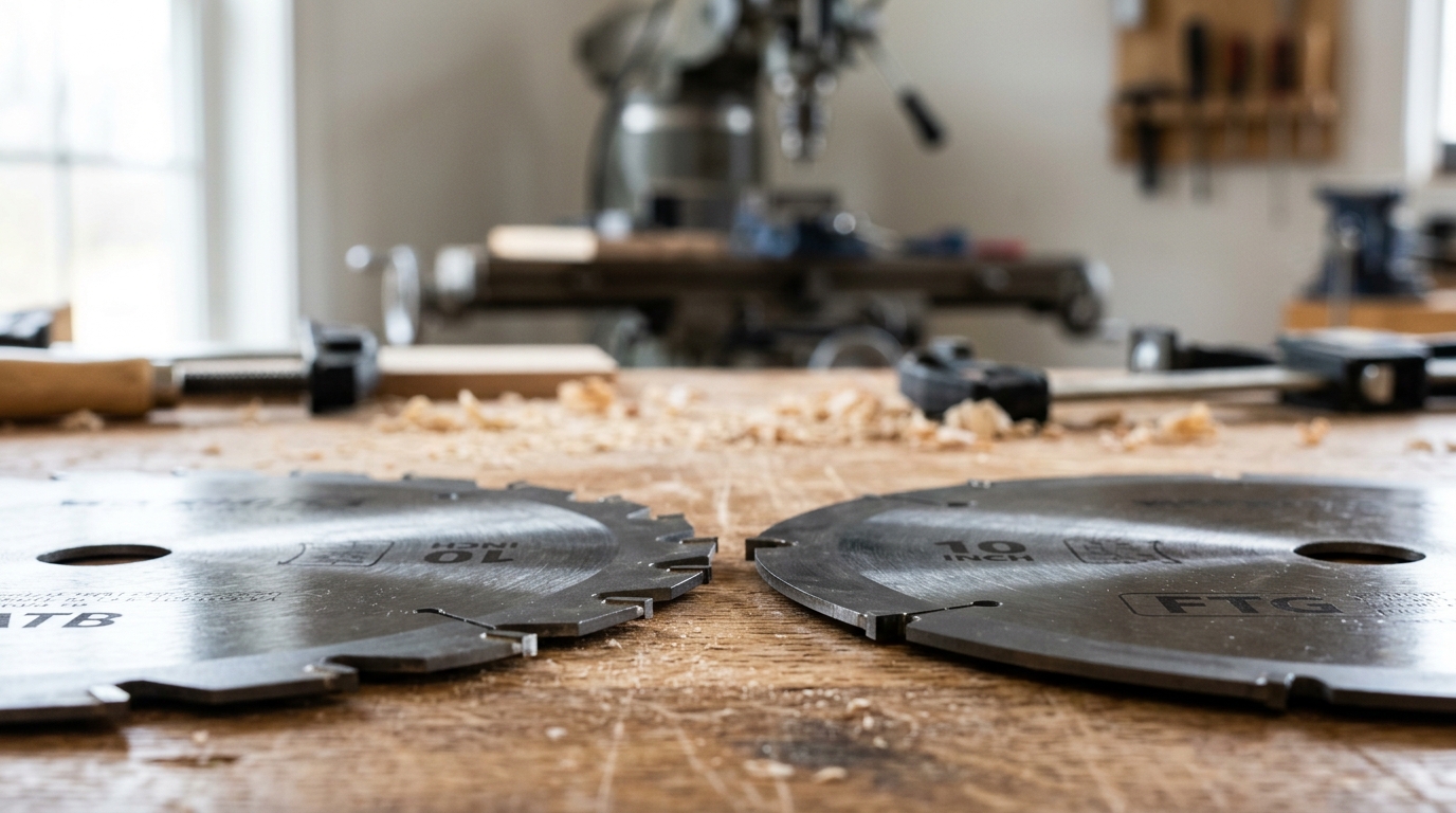ATB vs FTG saw blade teeth compared across 5 common wood cuts