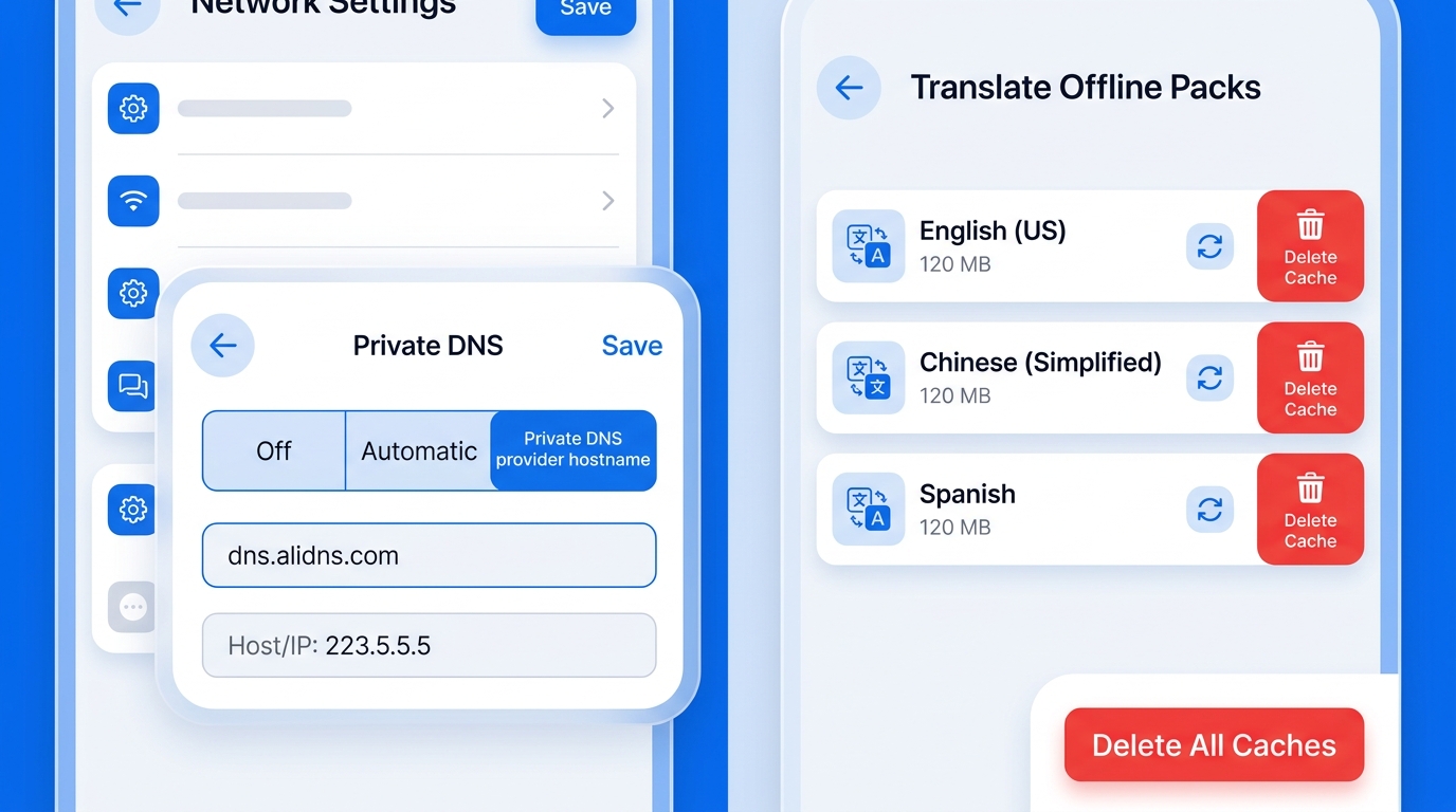 修复有道翻译网络异常时手动修改DNS和清除离线包缓存的操作步骤