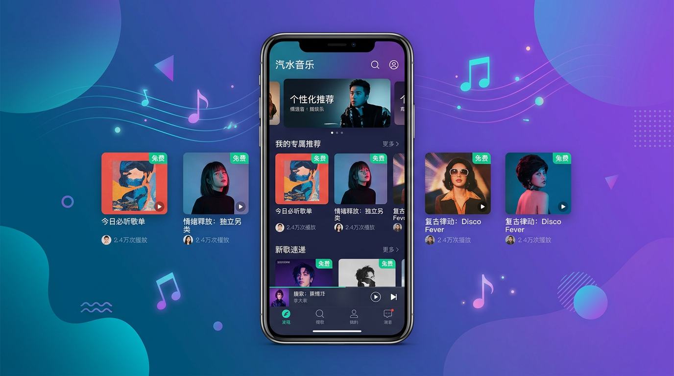 汽水音乐App首页个性化推荐界面展示