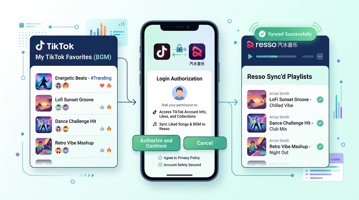 汽水音乐与抖音账号数据互通一键登录及歌曲同步界面