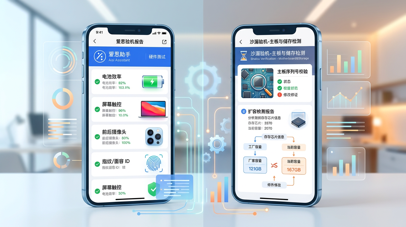 爱思助手验机报告与沙漏验机报告准确度对比截图