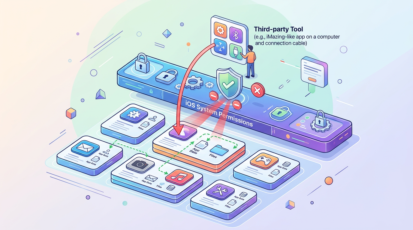 iOS沙盒安全机制阻止爱思下载工具访问App内部数据的原理示意图