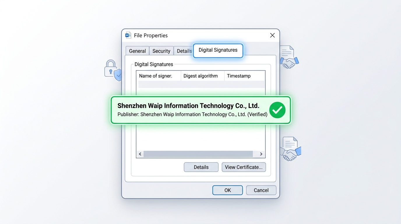爱思助手安装包数字签名验证界面截图
