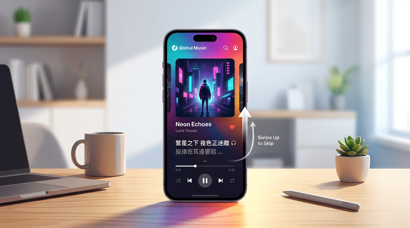 汽水音乐下载后的App首页沉浸式推荐界面展示