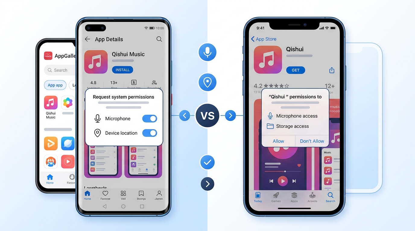 汽水音乐下载安装步骤对比：安卓与iOS权限授权界面